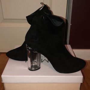 Simmi London clear heeled suede booties